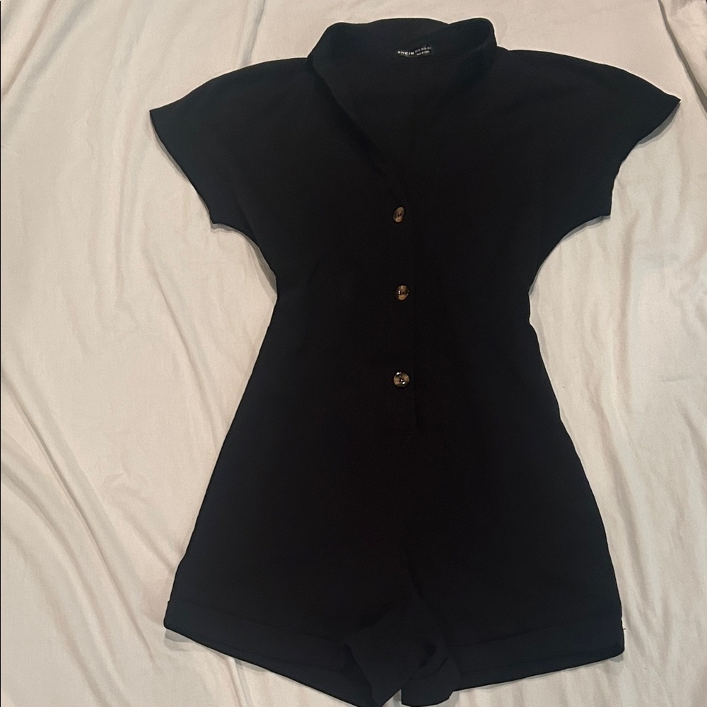 SHEIN Black Button-Up Jumpsuit